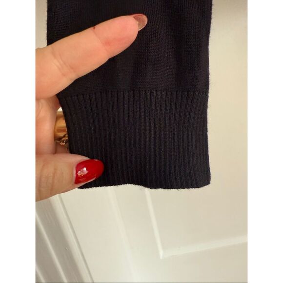 Cache Black w/ Gold Grommet Stitch Back Cropped Cardigan Sweater sz L EUC - Picture 2 of 6